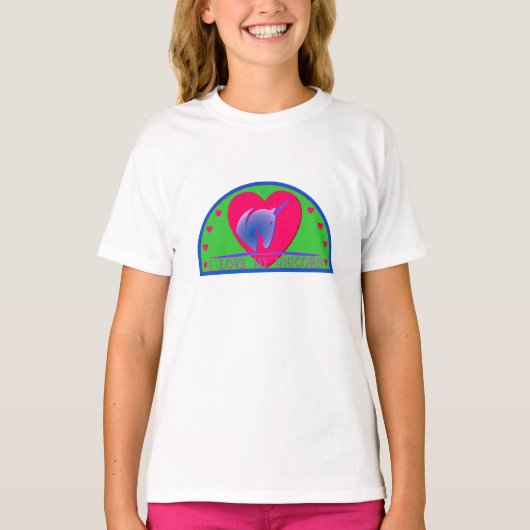 Einhorn und Regenbogen T-Shirt (Vorderseite)