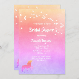 Einhorn- und Regenbogenfarbenes Brautparty Einladung