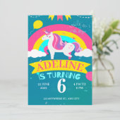 Einhorn- und Regenbogengeburt Einladung (Stehend Vorderseite)