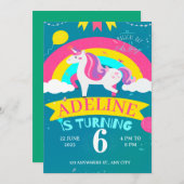 Einhorn- und Regenbogengeburt Einladung (Vorne/Hinten)