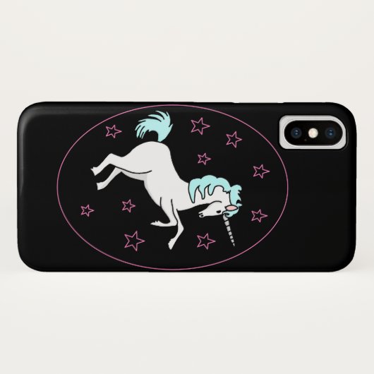 Einhorn und rosa Sterne Case-Mate iPhone Hülle (Rückseite (Horizontal))