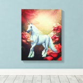 Einhorn und Rose Fantasy Horst Art Leinwanddruck (Insitu (Holzboden))
