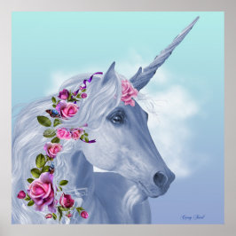 Einhorn und Rose Poster