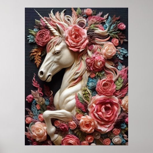 Einhorn und Rose Poster (Vorne)