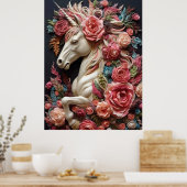 Einhorn und Rose Poster (Küche)