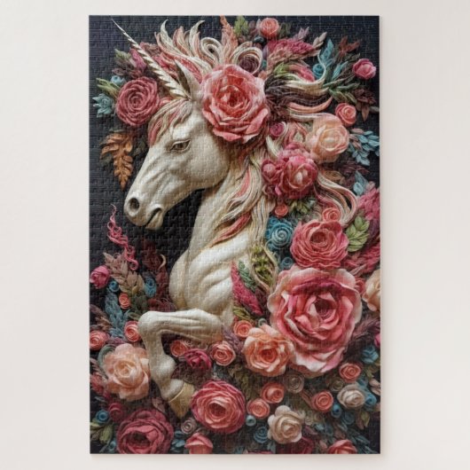 Einhorn und Rose Puzzle (Vertikal)