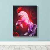 Einhorn und Rote Rosen Fantasy Horst Art Leinwanddruck (Insitu (Holzboden))