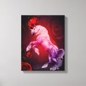 Einhorn und Rote Rosen Fantasy Horst Art Leinwanddruck (Vorderseite)