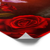 Einhorn und Rote Rosen Fantasy Horst Art Poster (Ecke)