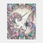 Einhorn und Schmetterling Fleecedecke (Vorderseite)