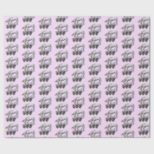 Einhorn und Schmetterlinge Geschenkpapier (Flach)