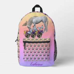 Einhorn und Schmetterlinge Personalisiert Bedruckter Rucksack