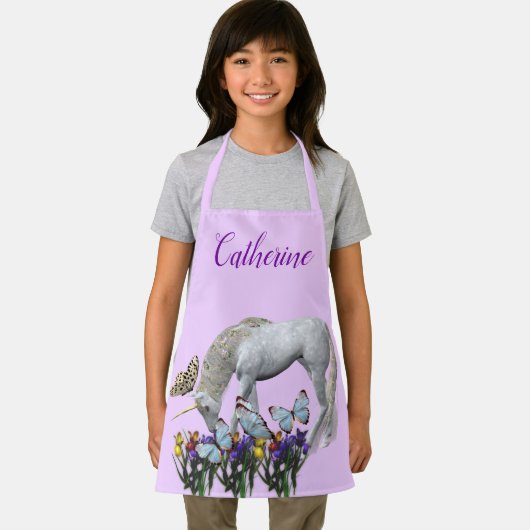 Einhorn und Schmetterlinge Personalisiert Schürze (Insitu)