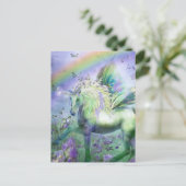 Einhorn und Schmetterlinge Postkarte (Stehend Vorderseite)
