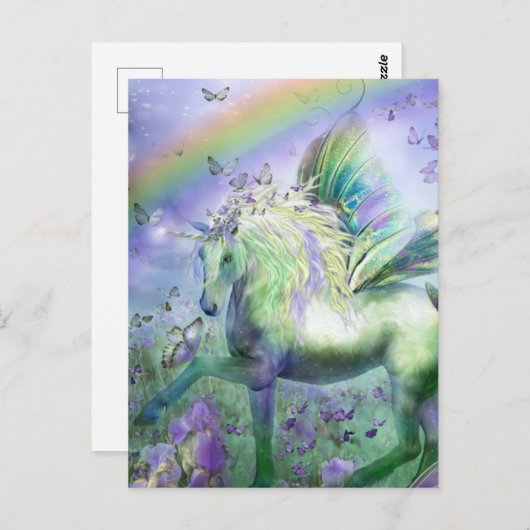 Einhorn und Schmetterlinge Postkarte (Vorne/Hinten)