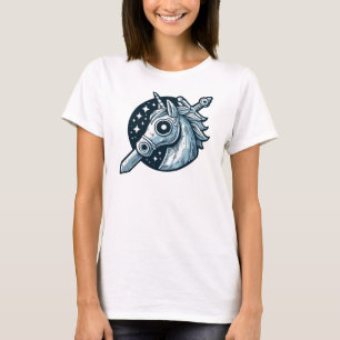 Einhorn und Schwert Mystisches Emblem-Design T-Shirt