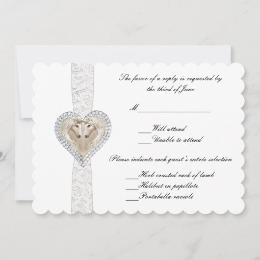 Einhorn- und Spitzen-Hochzeitskarte Einladung (Vorderseite)