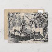 Einhorn und Stag im Magischen Wald Postkarte (Vorne/Hinten)