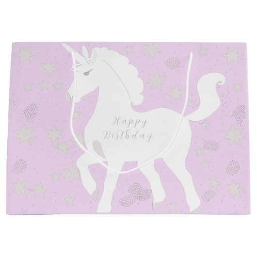 Einhorn und Sterne Große Geschenktüte (Vorderseite)