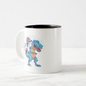 Einhorn und T-Rex Zweifarbige Tasse (Vorderseite Links)