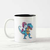 Einhorn und T-Rex Zweifarbige Tasse (Links)