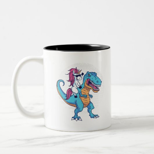 Einhorn und T-Rex Zweifarbige Tasse (Links)