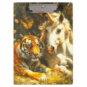 Einhorn und Tiger Klemmbrett