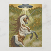 Einhorn und UFO Postkarte (Vorderseite)