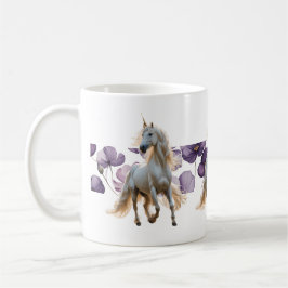 Einhorn und violette Blumen Kaffeetasse