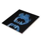 Einhorn und Vollblauer Mond Fantasie Fliese (Seite)