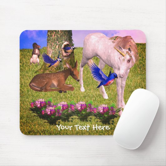 Einhorn und Wald Freunde Fantasy Art Mousepad (Mit Mouse)