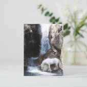 Einhorn und Wasserfall Postkarte (Stehend Vorderseite)