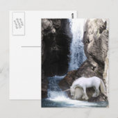 Einhorn und Wasserfall Postkarte (Vorne/Hinten)