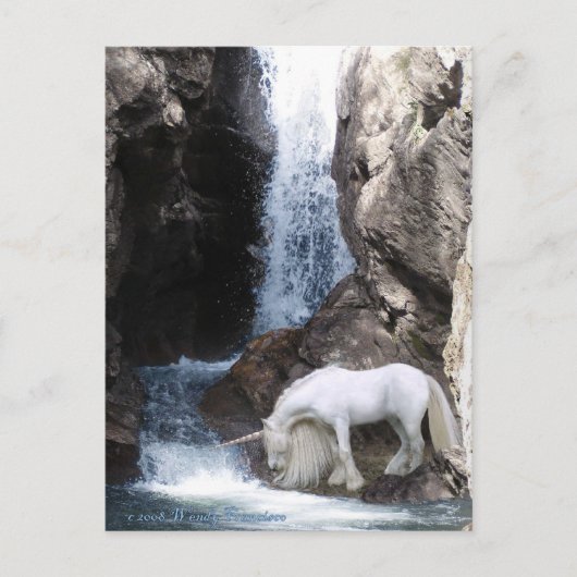 Einhorn und Wasserfall Postkarte (Vorderseite)