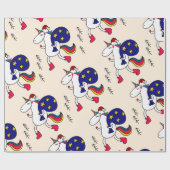 Einhorn und Weihnachten Geschenkpapier (Flach)