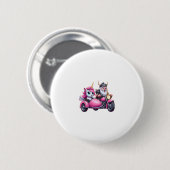 Einhorn und Wikinger fahren auf einem Motorrad Män Button (Vorne & Hinten)