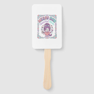 Einhorn-Unordentlicher-Bun-Einhorn-Mama-Retro-Stil Fächer