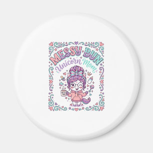 Einhorn-Unordentlicher-Bun-Einhorn-Mama-Retro-Stil Magnet