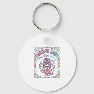 Einhorn-Unordentlicher-Bun-Einhorn-Mama-Retro-Stil Schlüsselanhänger