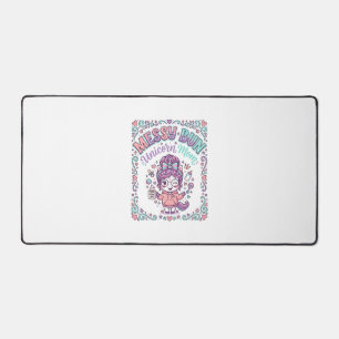 Einhorn-Unordentlicher-Bun-Einhorn-Mama-Retro-Stil Schreibtischunterlage