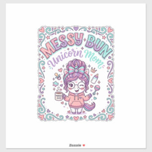 Einhorn Unordentlicher Knoten Einhorn-Mama Retro-S Aufkleber