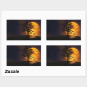 Einhorn unter Baum in Mondlicht-Aufkleber Rechteckiger Aufkleber (Blatt)