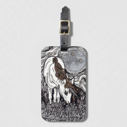 Einhorn unter dem Mond Gepäckanhänger (Vorderseite Vertikal)