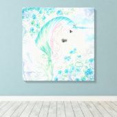 Einhorn unter den Morgenglorien Leinwanddruck (Insitu (Holzboden))