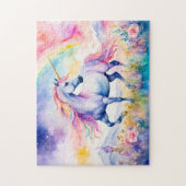 Einhorn unter einem schimmernden Regenbogen laufen Puzzle (Vertikal)