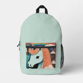 Einhorn unter Regenbogen & unter den Herzen Bedruckter Rucksack