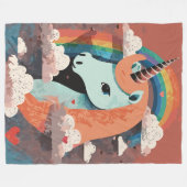 Einhorn unter Regenbogen & unter den Herzen Fleecedecke (Vorderseite (Horizontal))