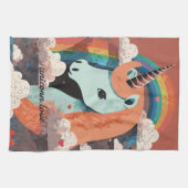 Einhorn unter Regenbogen & unter den Herzen Geschirrtuch (Horizontal)
