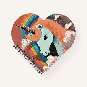 Einhorn unter Regenbogen & unter den Herzen Notizblock