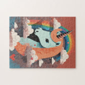 Einhorn unter Regenbogen & unter den Herzen Puzzle (Horizontal)